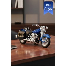 Craftivio Davidson Uyumlu Softail Heritage Classic Mavi Model Motorsiklet 1:12 Ölçek Ince Detay Diecast