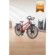 Craftivio Kırmızı Yüksek Kaliteli Metal 1:10 Ölçek Koleksiyonluk Die Cast Model Bisiklet