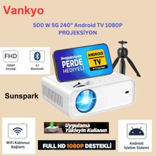 Vankyo Sunspark 500W 9000 Lümen Wi-Fi Android Projeksiyon Cihazı+ Akım Korumalı 3 Lü Priz Hediye