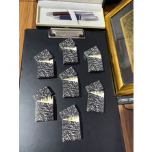 The Kibrit House  Dekoratif Puantiyeli Benekli Kibrit Kutuları - Gri Uclu 7’li Set