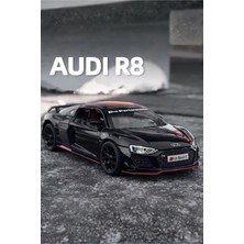 Craftivio Siyah Işıklı Sesli 1:24 Ölçek Ince Detay Açılır Kapı Audi R8 V10 Premium Model Araba