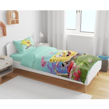 Sarel Süngerbob Baskılı 3D Tek Kişilik Nevresim