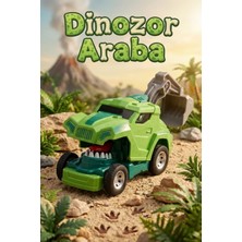 Craftivio Dinozor Dönüşen Araba Çarpınca Açılan Robot Kamyon Sürtmeli Oyuncak Iş Makinesi Yeşil