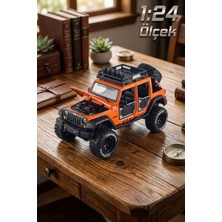 Craftivio 1:24 Ölçek Metal Off-Road Jeep Turuncu - Sesli Işıklı Çek Bırak Kapıları Açılan Oyuncak Arazi Aracı