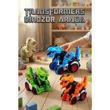 Craftivio Dönüşen Dinozor Araba Robot Oyuncak 2'si 1 Arada T-Rex Figürlü Yarış Arabası