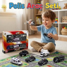 Craftivio 10 Parça Metal Gövdeli Polis Timi Oyun Seti | Tır, Helikopter ve Zırhlı Araçlar | 1:64 Model Araba