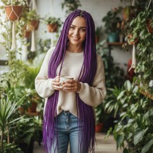 Sb Shopping Afrika Örgüsü ve Rasta Için Sentetik Saç / Koyu Mor