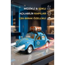 Craftivio Büyük Boy Metal Çek Bırak Vosvos Oyuncak Araba - Sesli Işıklı Kapıları Açılan Nostaljik Model