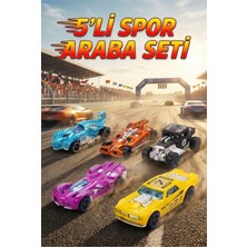 Craftivio Metal Gövdeli 5'li Spor Araba Seti - 1:64 Ölçekli Diecast Yarış ve Fantastik Oyuncak Araba Paketi