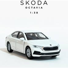 Craftivio Beyaz 1:38 Ölçek Die Cast Kapıları Açılır Lisanslı Skoda Octavia Metal Model Araba
