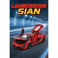 Craftivio Lamborghini Sian Metal Die Cast 1:32 Araba Çek Bırak Sesli Işıklı Kapıları Açılan Model Araba 15 cm