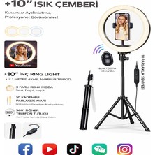 Moxti Ring Light LED Işıklı Tripod 10 Inç Halka Youtuber Tiktok Video Makyaj Işığı Ayaklı 10 Inç