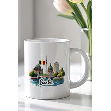 YasBey Design Almanya Berlin Tasarımlı 330ML Baskılı Beyaz Seramik Kupa Bardak
