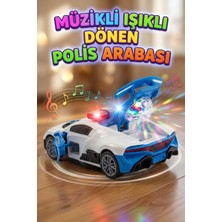 Craftivio Oyuncak Polis Arabası - Müzikli Işıklı 360 Derece Dönen ve Kapıları Açılan Pilli Araba (25 Cm)