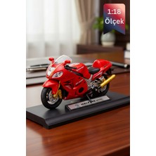 Craftivio Suzuki Hayabusa GSX1300 Die Cast Model Motorsiklet Kırmızı Standlı Ince Detay 1:18 Ölçek