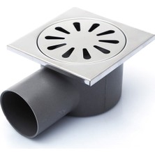 Akbelli Group Krom Yer Süzgeci (10X10X 50 mm Yandan Çıkışlı Yer Sifonu)