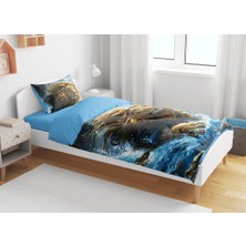 Sarel Blue Lion Baskılı 3D Tek Kişilik Nevresim