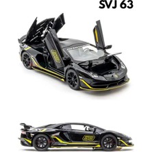 Craftivio Siyah Işıklı Sesli 1:24 Ölçek Ince Detay Açılır Kapı Lamborghini Aventador Svj 63 Lüks Model Araba