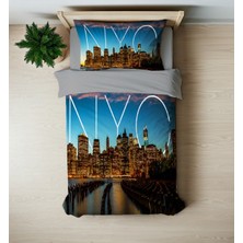 Sarel New York City Baskılı 3D Tek Kişilik Nevresim Takımı