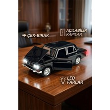 Craftivio Lada Vaz 2107 Metal Diecast Model Araba 1:24 Ölçek (18CM) Sesli Işıklı Çek Bırak Siyah
