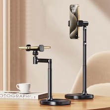 Jopree X66F | Ayarlanabilir Telefon Standı 360° Döner, Canlı Yayın/çekim Için Ergonomik Masaüstü Tutucu, Alüminyum Alaşımlı, Video & Sohbet Destekli, 75-115MM Telefonlar Için