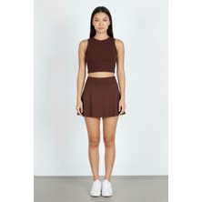 Softandbasic Kadın Takım Bol Kesim Içi Taytlı Cep Detaylı Etek ve Üst Ikili Takım