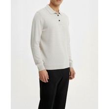 Italyan Stil Slim Fit Polo Yaka Triko Kazak Taş T14517