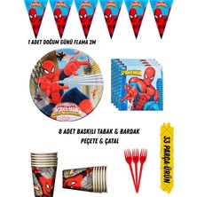 Örümcek Adam Temalı Doğum Günü Parti Seti Tabak & Bardak & Peçete & Çatal