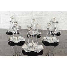 Atabey Home Alya Gümüş Çay Seti 18 Parça Japon Gülü Çay Kaşığı ve Detaylı Full Gümüş