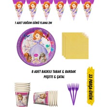 Prenses Sofia Sofya Temalı Doğum Günü Parti Seti Tabak & Bardak & Peçete & Çatal