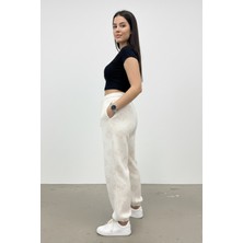 Softandbasic Kadın Baskılı Kumaş Beli Lastikli Cepli Paça Lastikli Eşofman Altı