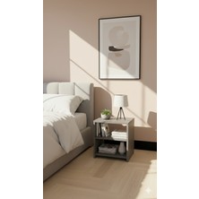 Saten Home Dekoratif Raflı Çok Amaçlı,komodin,yan Sehpa,orta Metalik Gri