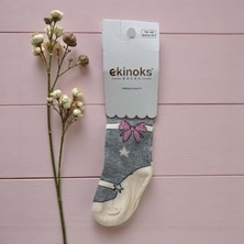 Ekinoks Fiyonk Desenli Dikişsiz Koton Kız Çocuk Külotlu Çorap - RYZEÇ013 - Gri - 0 - 12 Ay Gri