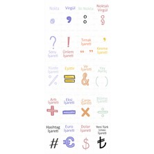 43 Cici Süsler Organizasyon Noktalama Işaretleri 20 Adet Pvc Kaplı 5X10 cm  Kolay Öğrenme