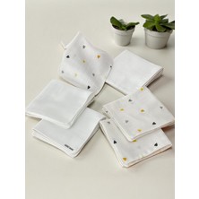 Nünü Anne, , Çift Katlı Müslin Bebek Ağız Mendili, 6'lı , %100 Pamuklu Müslin, Çift Kat, 28X28 cm