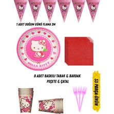 Hello Kitty Temalı Doğum Günü Parti Seti Tabak & Bardak & Peçete & Çatal
