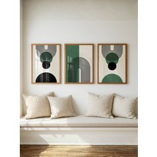 Fuart.Co Modern Safir Yeşili Geometrik Kemer ve Döngü Üçlü Duvar Dekorasyonu Poster Seti (Çerçevesiz) Shbfu