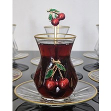 Atabey Home Alya Çay Seti 18 Parça Döküm Kirazlı ve Kiraz Çay Kaşıklı Lüx Set