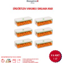 Respirox Home 6 Adet 1 Litre Vakumlu Dikdörtgen Saklama Kabı