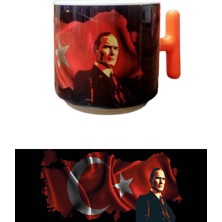 Nadom Mustafa Kemal Atatürk Resim Baskılı Kulplu Porselen Hediyelik Kupa Bardak