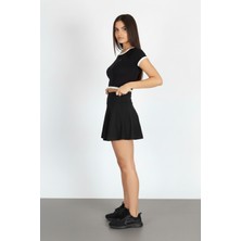 Softandbasic Kadın Takım Bol Kesim Içi Taytlı Cep Detaylı Etek ve Üst Ikili Takım