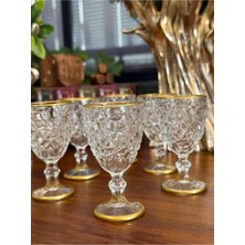 Atabey Home 6 Adet Kahve Yanı Su Bardağı Kristalize Model - Gold Detaylı 80 ml 10 cm