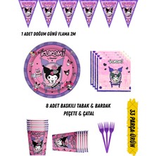 Kuromi Temalı Doğum Günü Parti Seti Tabak & Bardak & Peçete & Çatal