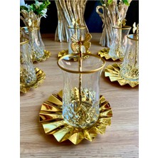 Atabey Home Collection 18 Parça Odin Çay Seti  Metal Yelpaze Tabak Kelebek Çay Kaşıklı