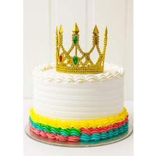 Sb Shopping Altın Işıltılı Ince Pasta Tacı Pasta Üstü Taç Plastik Malzeme 8x8 cm