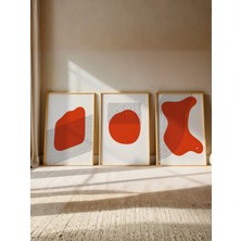Fuart.Co Soyut Kiremit Formlar ve Ince Line Art Üçlü Duvar Dekorasyonu Poster Seti (Çerçevesiz) Shbfu