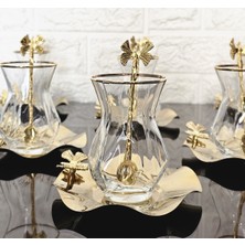 Atabey Home Alya Gerçek Yaldız Çay Seti 18 Parça Kelebek Çay Kaşığı ve Detaylı