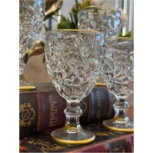 Atabey Home 2 Adet Kahve Yanı Su Bardağı Kristalize Model Orta Boy-Gold Detaylı 140 ml 12 cm