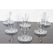 Atabey Home 18 Parça Çay Seti Gümüş Japon Gülü Çay Kaşıklı 6 Bardak 6 Tabak 6 Kaşık