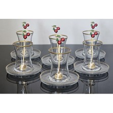 Atabey Home Çay Seti 18 Parça 6 Kişilik Lüx Kiraz Çay Kaşıklı